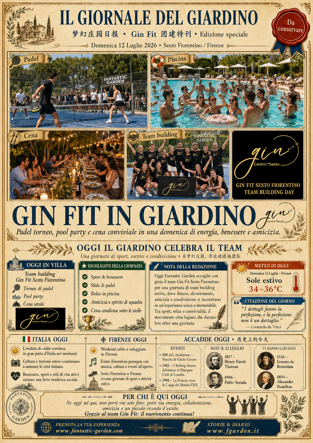 Il Giornale del Giardino del 12 luglio 2026, speciale Gin Fit