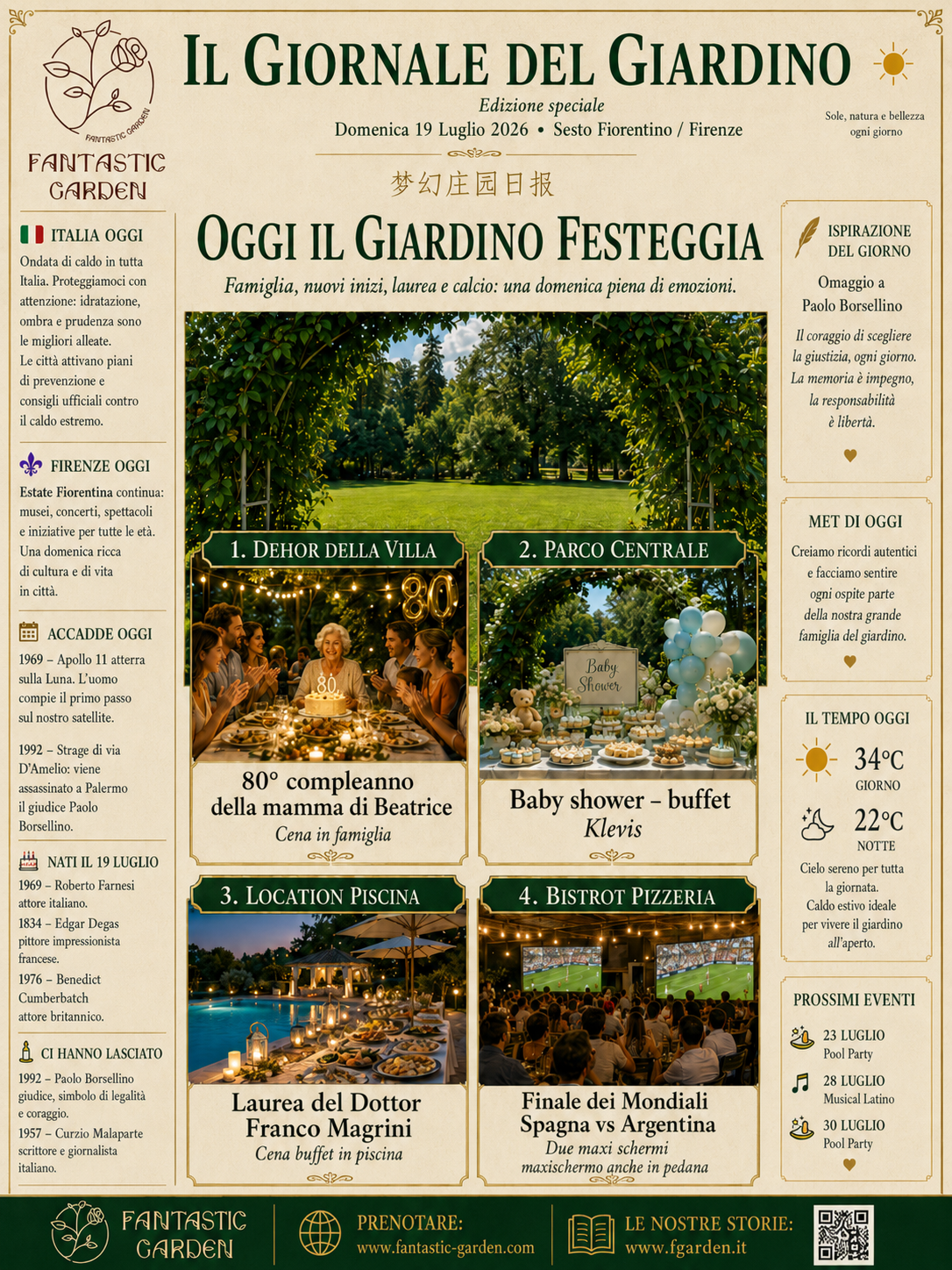 Il Giornale del Giardino 19 luglio 2026 Oggi il Giardino Festeggia