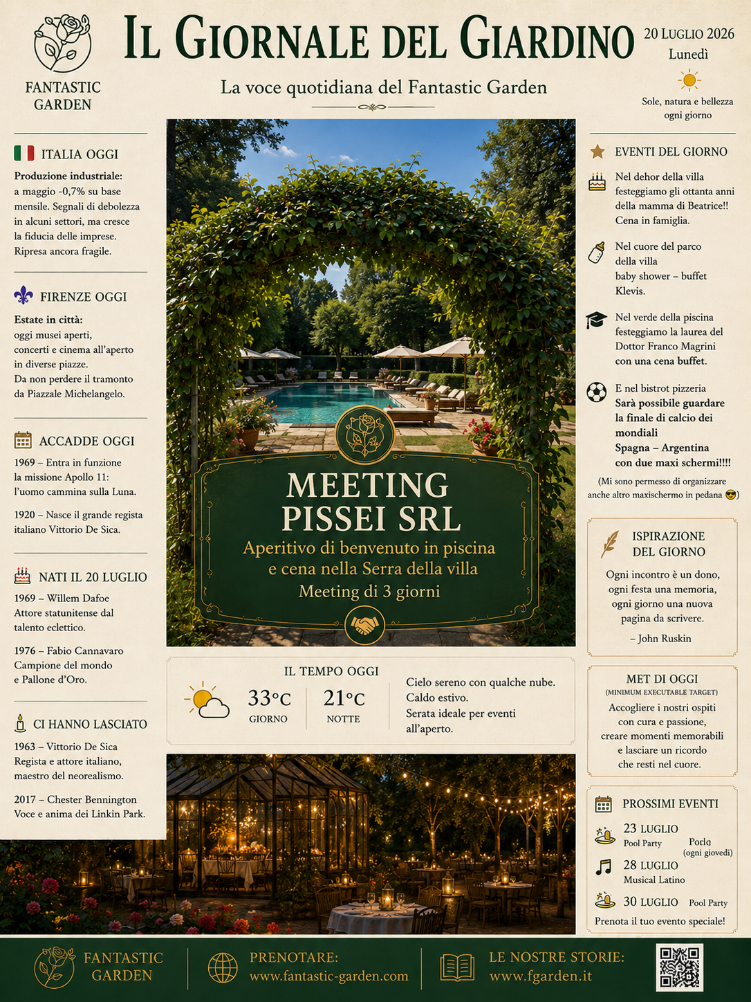 Il Giornale del Giardino 20 luglio 2026 Meeting PISSEI SRL