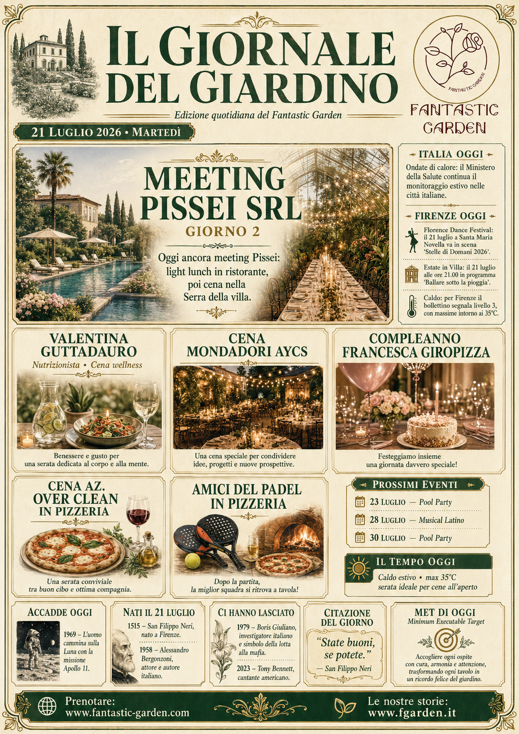 Il Giornale del Giardino 21 luglio 2026 Meeting PISSEI SRL Giorno 2