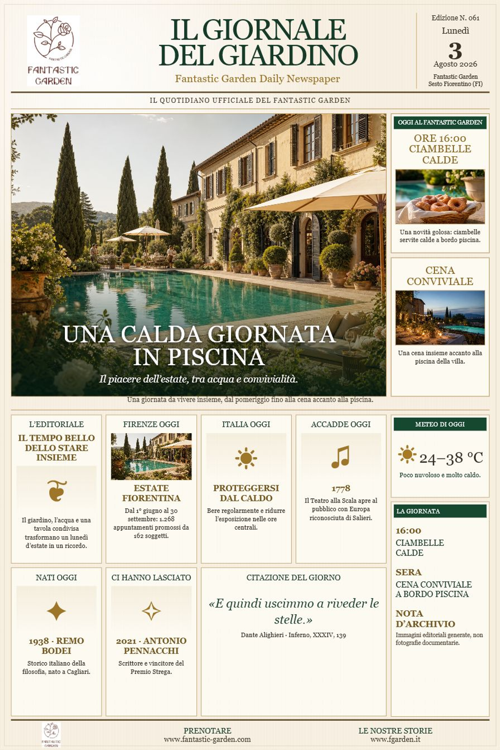 Prima pagina italiana dell'Edizione 061 del Giornale del Giardino